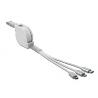 DeLOCK Câble de charge USB rétractable 3-en-1 Type-A Blanc/Argent, 1 m