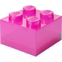 Room Copenhagen Brique de rangement LEGO 4 Couvercle supérieur pailleté, Boîte de rangement rose fuchsia/transparent