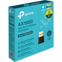 TP-Link Archer TX20U Nano WLAN 1800 Mbit/s, Adaptateur WLAN Sans fil, USB, WLAN, Wi-Fi 6 (802.11ax), 1800 Mbit/s, Noir