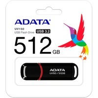 ADATA UV150 lecteur USB flash 512 Go USB Type-A 3.2 Gen 1 (3.1 Gen 1) Noir, Rouge, Clé USB Noir/Rouge, 512 Go, USB Type-A, 3.2 Gen 1 (3.1 Gen 1), 100 Mo/s, Casquette, Noir, Rouge