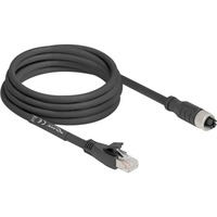 DeLOCK Câble M12 X-codé prise 8 broches > connecteur RJ-45, Cat.5e S/FTP Noir