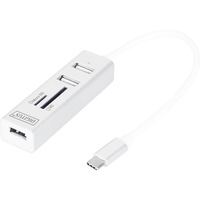Digitus Hub USB Type-C OTG 3 ports + lecteur de cartes Blanc