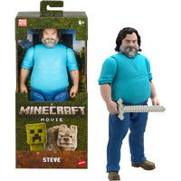 Mattel Minecraft Figurine articulée Steve taille de 30 cm et inspirée du film Minecraft Figurine articulée Steve taille de 30 cm et inspirée du film, 6 an(s), Multicolore, Plastique