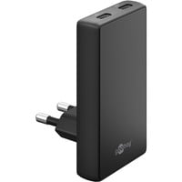 goobay Chargeur rapide double USB-C PD GaN 90° Noir