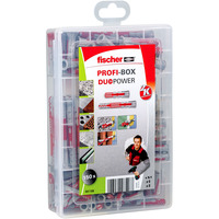 fischer Profi-Box DuoPower court/long (150 pièces), Cheville Gris clair/Rouge