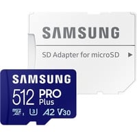 Samsung PRO Plus 512 Go microSDXC (2023), Carte mémoire Bleu, UHS-I U3, Classe 10, V30, A2