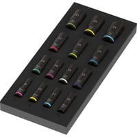 Wera Insert en mousse Zyklop B 3/8" Impaktor Deep Set d'embouts à douille 1, Clés mixtes à cliquet Noir/multicolore