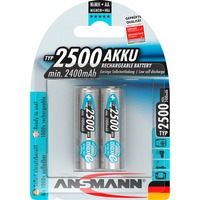 Ansmann maxE 2500mAh NiMh, Batterie Argent, AA, Hybrides nickel-métal (NiMH), 1,2 V, 2500 mAh, 14,5 x 14,5 x 50,5 mm