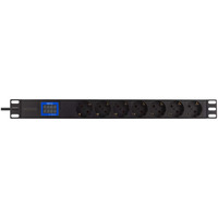 BlueWalker PowerWalker PDU LC-10A 7x CEE 7/3 (entrée IEC C14), Bloc d'alimentation Noir