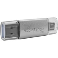 MediaRange Kombo-Speicherstick 1 TB, Clé USB Argent/transparent