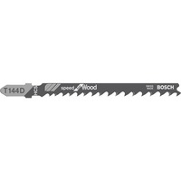 Bosch Lames de scie sauteuse T 144 D Speed for Wood, Lame de scie Lames de scie sauteuse, Panneau aggloméré, Fibre de bois, Bois tendre, Contreplaqué à base de bois, Acier fin au carbone, Gris, 4 mm, 5,2 mm