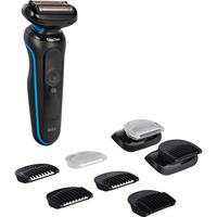 Braun Series 5 52-B1650S rasoir pour homme Rasoir à grille Tondeuse Bleu Noir/Bleu, Rasoir à grille, Bleu, Boutons, Batterie, Batterie intégré, 50 min