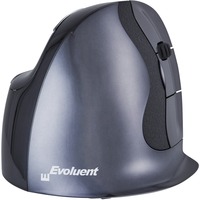 Evoluent Evoluent D Small Wireless, Souris Noir/Argent, Droitier, Conception verticale, Laser, RF sans fil, 3200 DPI, Noir