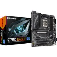 GIGABYTE Z790 EAGLE Carte mère - Prend en charge les processeurs Intel Core de 14e génération, VRM 12+1+1 phases, jusqu'à 7600MHz DDR5 (OC), 3xPCIe 4.0 M.2, 2,5GbE LAN, USB 3.2 Gen 2 carte mère socket 1700 Noir/gris, VRM 12+1+1 phases, jusqu'à 7600MHz DDR5 (OC), 3xPCIe 4.0 M.2, 2,5GbE LAN, USB 3.2 Gen 2, Intel, LGA 1700, Intel® Celeron®, Intel Core i3 12th Gen, Intel Core i3 13th Gen, Intel Core i3 14th Gen, Intel..., LGA 1700, DDR5-SDRAM, 256 Go