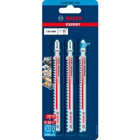 Bosch Expert 2608900560 Lames de scie sauteuse Carbone 3 pièce(s), Lame de scie Lames de scie sauteuse, Aluminium, Plastique, Acier inoxydable, Bois avec clous, Carbone, Acier inoxydable, 5 - 7, 3,5 mm