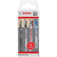 Bosch 2 607 011 437 Lame de scie sauteuse, à chantourner et sabre Lames de scie sauteuse 15 pièce(s), Jeu de lames de scie Lames de scie sauteuse, Métal, Bois, 15 pièce(s), Blister