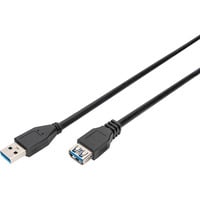 Digitus Câble de rallonge USB 3.2 Gen 1, connecteur USB-A > prise USB-A, Câble d'extension Noir