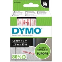 Dymo D1 étiquettes autocollantes authentiques | rouleau de 12 mm x 7 m | impression en rouge sur fond blanc | pour étiqueteuses LabelManager, Ruban Rouge sur blanc, Polyester, Belgique, -18 - 90 °C, DYMO, LabelManager, LabelWriter 450 DUO