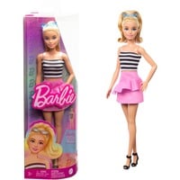 Barbie Fashionistas #213 - Poupée blonde avec haut rayé, jupe rose et lunettes de soleil
