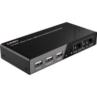 Lindy 32809 commutateur écran, clavier et souris Noir, Switch KVM 4096 x 2160 pixels, 4K Ultra HD, Noir