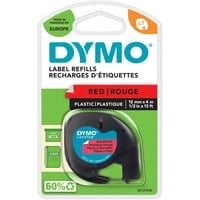 Dymo LetraTag Étiquettes en plastique Authentique | 12 mm x 4 m | impression en noir sur fond rouge | Étiquettes autocollantes pour étiqueteuse LetraTag, Ruban Noir sur rouge, Polyester, Belgique, DYMO, LetraTag 100T, LetraTag 100H, 1,2 cm