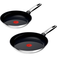 Tefal Set de poêles acier inoxydable Emotion, 2 pièces, Set de louche Noir/en acier inoxydable