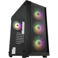FSP CMT218 Midi Tower Noir, boîtier pc Noir | 3x USB-A | RGB | Verre Trempé