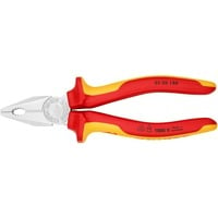 KNIPEX Pince universelle 03 06 180, Pinces Rouge/Jaune, chromée, isolées par gaines bi-matière, certifiées VDE