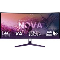 Arozzi Nova 34T2K165 34" Moniteur UltraWide gaming incurvé Violâtre, 2x DisplayPort, 2x HDMI, 165 Hz