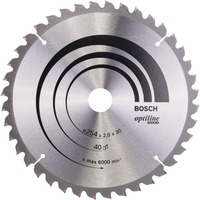 Bosch Lames de scies circulaires Optiline Wood, Lame de scie Bois, 25,4 cm, 3 cm, 1,4 mm, 2 mm, Biseau supérieur alterné