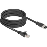 DeLOCK Câble M12 X-codé prise 8 broches > connecteur RJ-45, Cat.5e S/FTP Noir