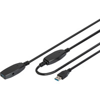 Digitus Câble de rallonge actif USB 3.2 Gen 1, 10 mètres, Câble d'extension Noir