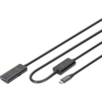 Digitus Câble de rallonge actif USB 3.2 Gen 1, connecteur USB-C > prise USB-A, Câble d'extension Noir