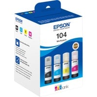 Epson 104 EcoTank 4-colour Multipack, Encre Noir, Cyan, Magenta, Jaune, Epson, EcoTank ET-2715 EcoTank ET-2714 EcoTank ET-2712 EcoTank ET-2711 EcoTank ET-2710 Unlimited EcoTank..., 65 ml, 65 ml, Jet d'encre