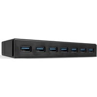 Lindy Hub USB 3.0 7 ports USB 3.2 Gen 1 (3.1 Gen 1) Type-A, USB 3.2 Gen 1 (3.1 Gen 1) Type-A, USB 3.2 Gen 1 (3.1 Gen 1), 5000 Mbit/s, Noir, Plastique