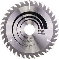 Bosch Lames de scies circulaires Optiline Wood, Lame de scie Bois, 16,5 cm, 3 cm, 1,6 mm, 2,6 mm, 15°