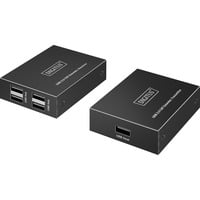 Digitus Kit d'extension USB 2.0 CAT, 480 Mbps, 150 mètres, Rallonge USB Noir