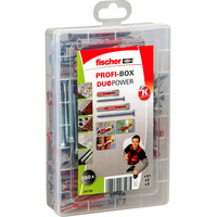 fischer Profi-Box DuoPower court/long + vis, Cheville Gris clair/Rouge