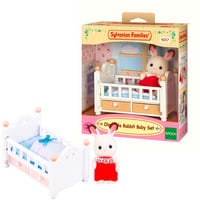 EPOCH Sylvanian Families - Bébé lapin en chocolat avec lit bébé, Jouets de construction 