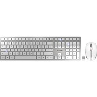 CHERRY DW 9100 SLIM clavier Souris incluse Universel RF sans fil + Bluetooth QWERTY Anglais américain Argent set de bureau Blanc, Layout EU (QWERTY), Technologie SX, 100%, Sans fil, RF sans fil + Bluetooth, QWERTY, Argent, Souris incluse