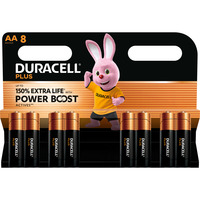 Duracell Plus Batterie à usage unique AA Alcaline Batterie à usage unique, AA, Alcaline, 1,5 V, 8 pièce(s), Noir, Or