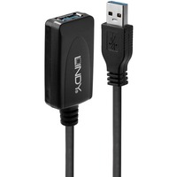 Lindy 43155 câble USB 5 m USB 3.2 Gen 1 (3.1 Gen 1) USB A Noir, Câble d'extension Noir, 5 m, USB A, USB A, USB 3.2 Gen 1 (3.1 Gen 1), 5000 Mbit/s, Noir