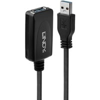Lindy 43155 câble USB USB 3.2 Gen 1 (3.1 Gen 1) 5 m USB A Noir, Câble d'extension Noir, 5 m, USB A, USB A, USB 3.2 Gen 1 (3.1 Gen 1), 5 Gbit/s, Noir