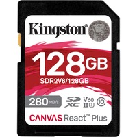 Kingston Canvas React Plus 128 Go, Carte mémoire Noir, UHS-II U3, Classe 10, V60