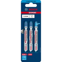 Bosch Expert T118 EHM Lames de scie sauteuse Carbone 3 pièce(s), Lame de scie Lames de scie sauteuse, Plaque d'acier inoxydable (fine), Carbone, Acier inoxydable, 1,4 mm, 5 mm