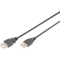 Digitus Câble de rallonge USB 2.0, connecteur USB-A > prise USB-A, Câble d'extension Noir
