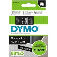 Dymo D1 étiquettes autocollantes authentiques | impression en blanc sur fond noir | 12 mm x 7 m | pour étiqueteuses LabelManager, Ruban Blanc sur noir, Polyester, Belgique, -18 - 90 °C, DYMO, LabelManager, LabelWriter 450 DUO