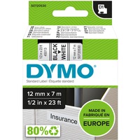Dymo D1 - Standard Étiquettes - Noir sur blanc - 12mm x 7m, Ruban Noir sur blanc, Polyester, Belgique, -18 - 90 °C, DYMO, LabelManager, LabelWriter 450 DUO
