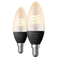 Philips Hue Bougie - Ampoule connectée E14 - (pack de 2), Lampe à LED Philips Hue White Bougie - Ampoule connectée E14 - (pack de 2), Ampoule intelligente, Noir, Bluetooth/Zigbee, LED, E14, Lumière blanche douce