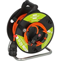 Brennenstuhl Enrouleur de câble de jardin Garant G Bretec IP44, 1 prise, Tambour à câble Noir/Orange